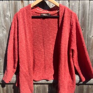 Alexandra Open-Front Rust Cozy Knit Cardigan